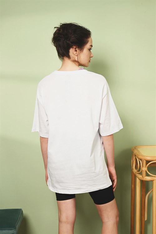 10230-Baskılı T-shirt - Ekru-10230-028-Nefise